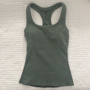 ALO yoga Ribbed Full Length Tank in khaki, size small.